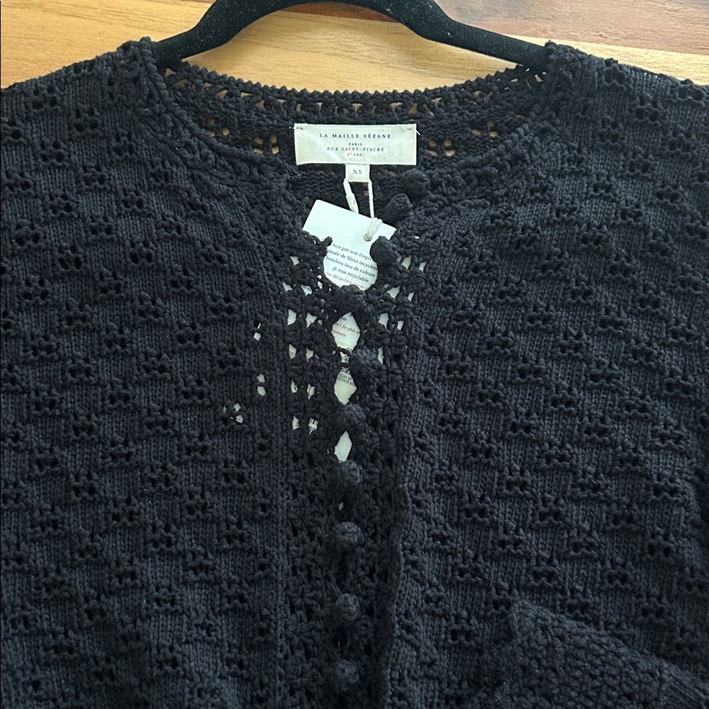 Sézane Martie Cardigan XS Black | NWT | Sold Out | Organic Cotton - Picture 10 of 15